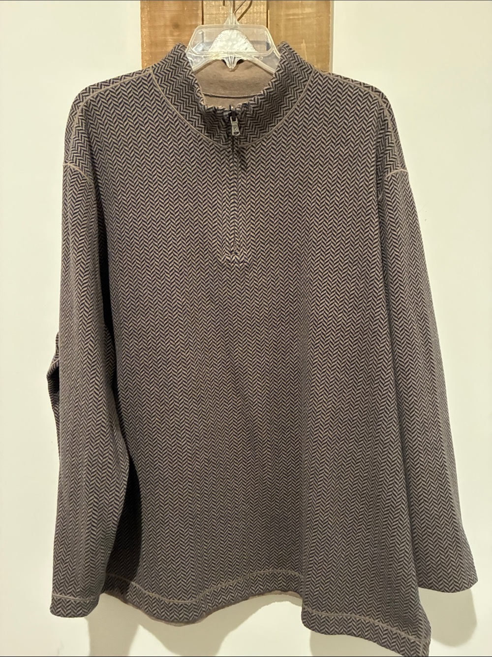 Daniel Cremieux Brown Herringbone Half-Zip Sweater